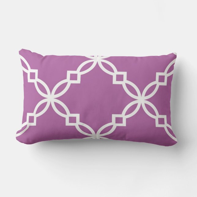 Coussin Rectangle Blanc Orchidée Grand Motif Quatrefeuilles Fantaisi (Recto)