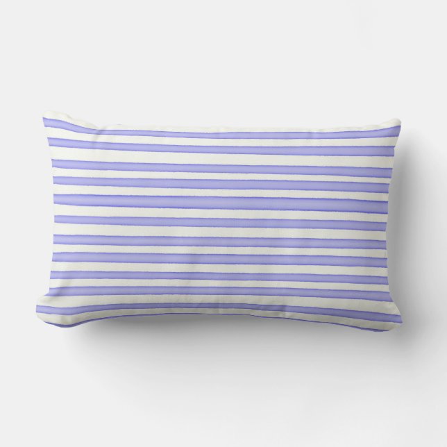 Coussin Rectangle Bleu à l'aquarelle sur blanc (Recto)