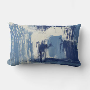 Coussin Rectangle Bleu Abstrait et ivoire