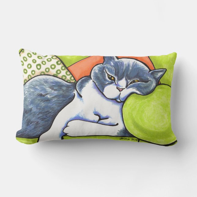 Coussin Rectangle Bleu Blanc Bleu Britanniques Shorthair Cosy Off-Le (Recto)
