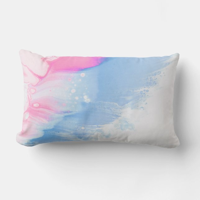 Coussin Rectangle Bleu blanc et rose abstrait (Recto)