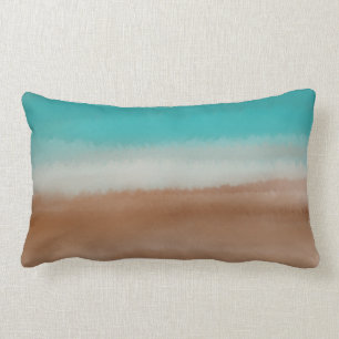 Coussin Rectangle Bleu, Brown et gris Motif d'aquarelle