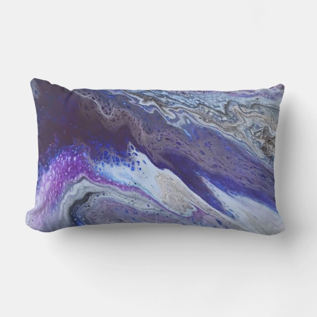 Coussin Rectangle Bleu céleste et abstrait violet (Recto)