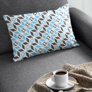 Coussin Rectangle Bleu ciel moderne gris foncé géométrique en chevro