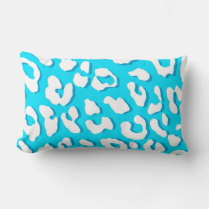 Coussin Rectangle Bleu clair Empreinte de léopard blanc