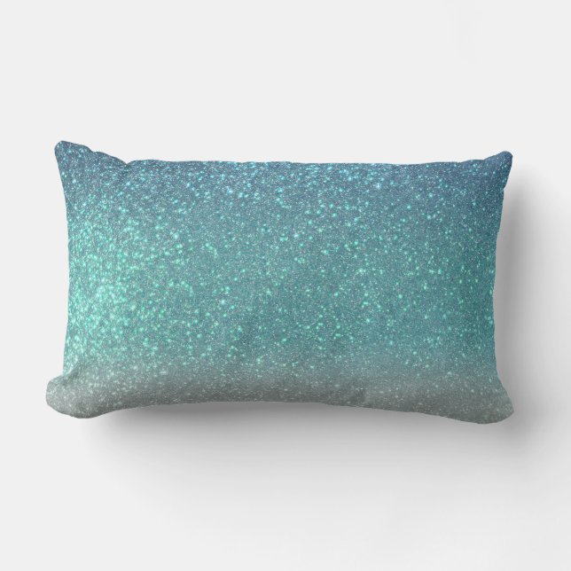 Coussin Rectangle Bleu clair Turquoise Parties scintillant brillante (Recto)