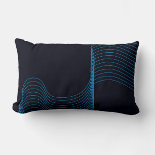 Coussin Rectangle Bleu, cool, moderne, tendance, lignes courbes simp