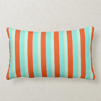 Coussin Rectangle Bleu d'Aqua et orange rayés de mandarine