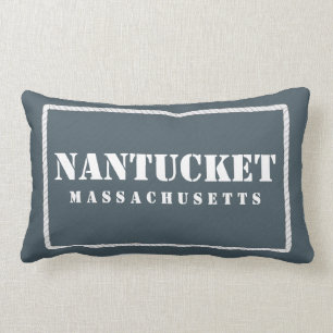 Coussin Rectangle Bleu de Nantucket le Massachusetts et turquoise