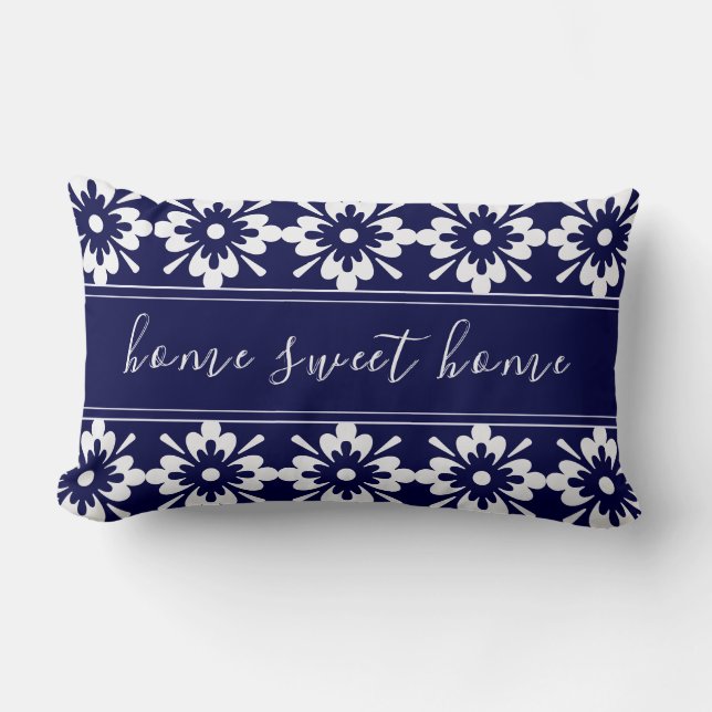Coussin Rectangle Bleu et blanc | Maison Sweet Home | Style Hampton (Recto)