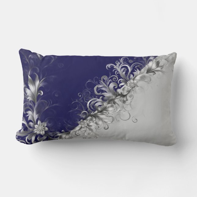 Coussin Rectangle Bleu et gris contemporain Décoratif  (Recto)