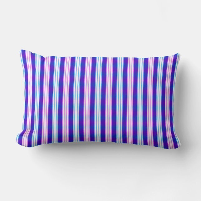 Coussin Rectangle Bleu et violet personnalisés rayés (Recto)