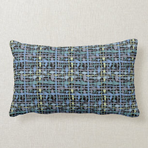 Coussin Rectangle Bleu graphique de textile tissé pelucheux