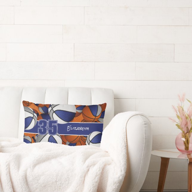 Coussin Rectangle bleu gris beaucoup de basket-ball salle de sport p (Canapé)