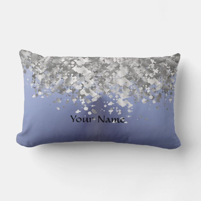 Coussin Rectangle Bleu gris et fausse parties scintillant (Recto)