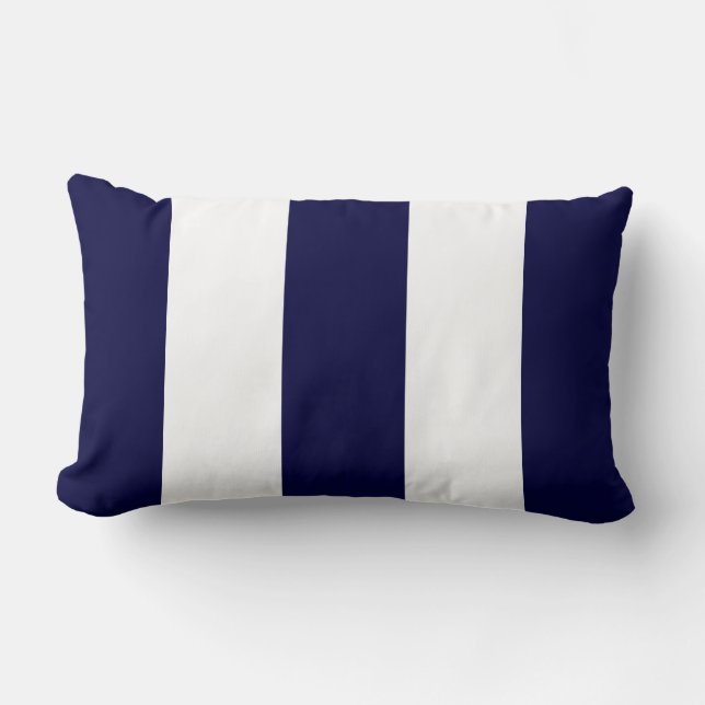 Coussin Rectangle Bleu marine et blanc motif rayure extra large (Recto)