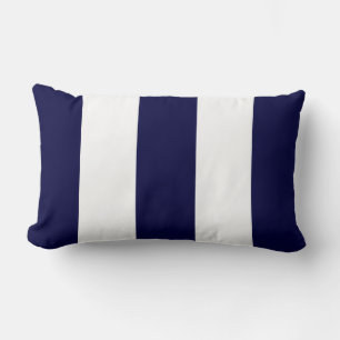 Coussin Rectangle Bleu marine et motif rayure extra large blanc