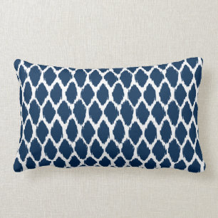 Coussin Rectangle Bleu marine nautique et blanc Ogee modelé