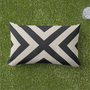 Coussin Rectangle Bleu noir et beige moderne Chevron Stripes