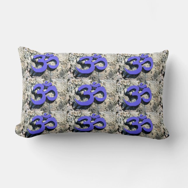Coussin Rectangle Bleu Om symbole sur granit (Recto)