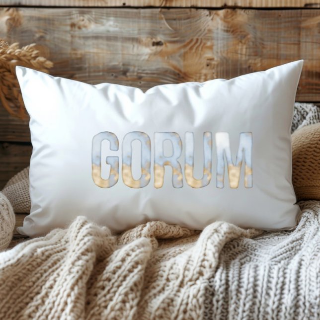 Coussin Rectangle Bleu Or Pastel Aquarelle Gorum Louisiane (Créateur téléchargé)