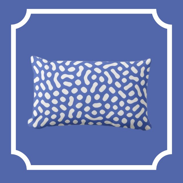 Coussin Rectangle Bleu périphérique avec des formes semblables à des (Créateur téléchargé)