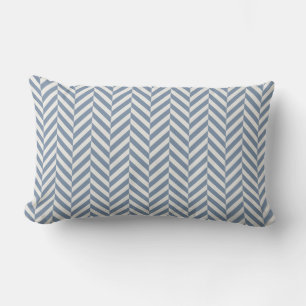 Coussin Rectangle Bleu Poussiéreux Géométrique en Chevron