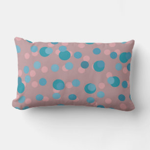 Coussin Rectangle bleu, turquoise, mauve et rose à pois