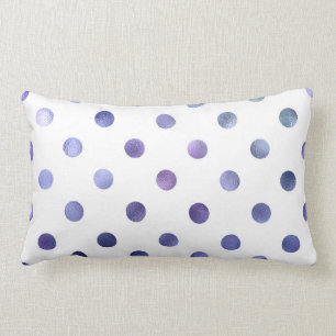 Coussin Rectangle Bleu Violet Métallurique Faux Foil Polka Point