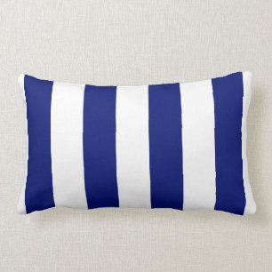 Coussin Rectangle Blindés verticaux de Navy et de White Bold