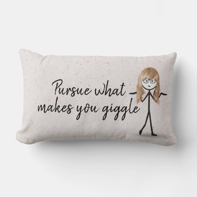 Coussin Rectangle Blonde fille avec lunettes et citation (Recto)
