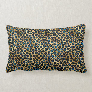 Coussin Rectangle Blue and Gold Leopard Series Design 4