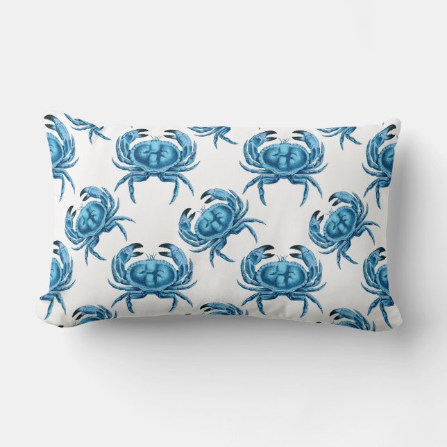 Coussin Rectangle Blue Crabs Classic Motif balnéaire (Recto)