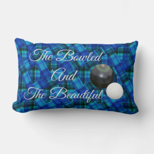 Coussin Rectangle Blue Funny Pelouse Bowles Tartan Design,