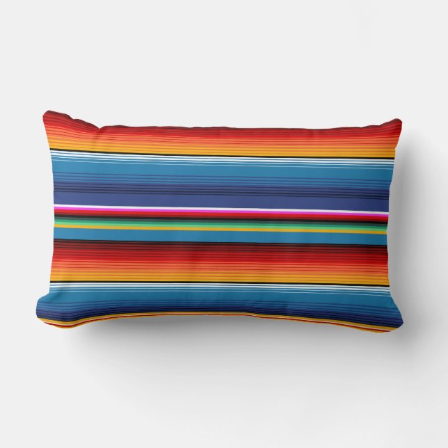 Coussin Rectangle Blue Gold Red Sarape mexicaine (Recto)