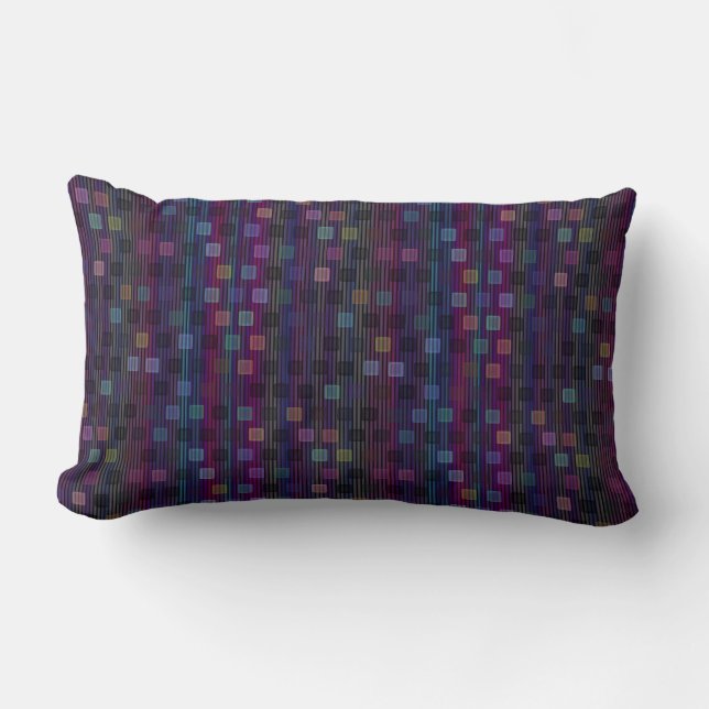 Coussin Rectangle Blue, green, purple, pink squares with stripes (Recto)