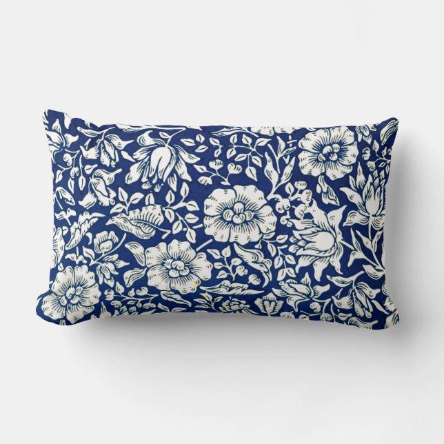 Coussin Rectangle Blue Mallow, le célèbre motif William Morris, (Recto)