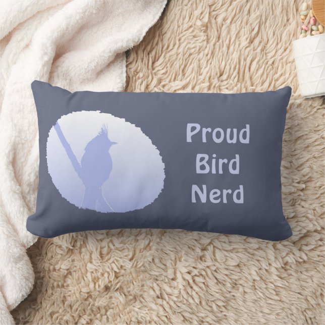 Coussin Rectangle Blue Nature Silhouette Birder Fier Oiseau Nerd (Couverture)