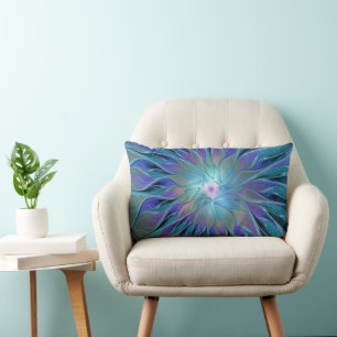 Coussin Rectangle Blue Purple Flower Dream Abstrait Fractal Art