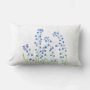 Coussin Rectangle Bluebells fleurs bleues aquarelle nature fleurie