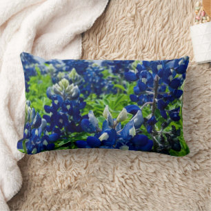 Coussin Rectangle Bluebonnets Blue Flowers Texas texan Floral