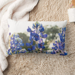 Coussin Rectangle Bluebonnets Blue Flowers Texas texan Floral