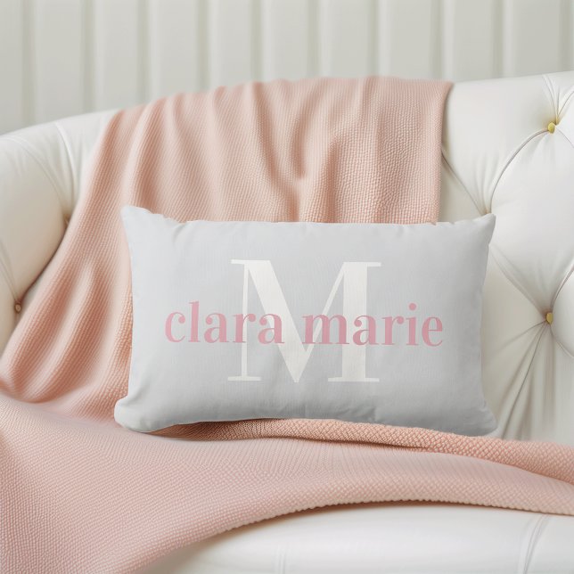 Coussin Rectangle Blush et Grey | Nom et monographie (Créateur téléchargé)
