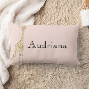 Coussin Rectangle Blush Peach Cute Giraffes Nom