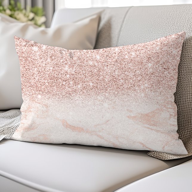 Coussin Rectangle Blush Rose Gold Marbre Rose (Créateur téléchargé)
