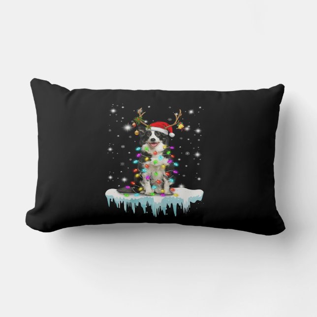 Coussin Rectangle Boder Colline Reindeer Noël présent (Recto)