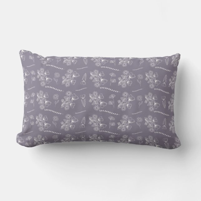 Coussin Rectangle Bohème Lavande Botanique Floral (Recto)