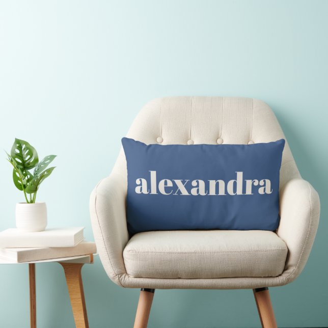 Coussin Rectangle Boho bleu français nom personnalisé moderne simple (Chaise)