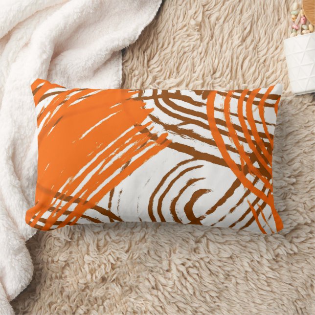 Coussin Rectangle Boho Brown, Orange Abstract Design (Couverture)