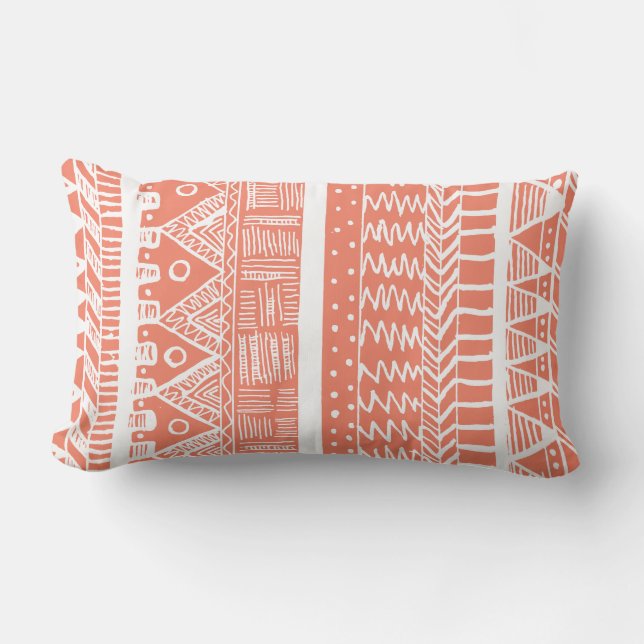 Coussin Rectangle Boho Coral Aztec (Recto)